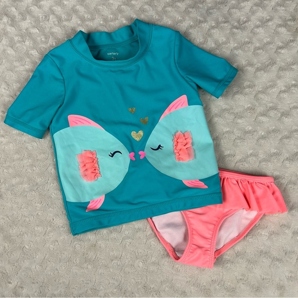 Carter's Other - Carter’s Two Piece Swimsuit Tankini Kissing Fish Size 3T